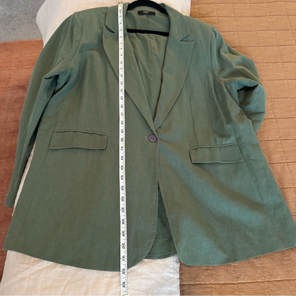 Able Heather Linen Sage Green Single-Button Tailored Blazer - Picture 10 of 15